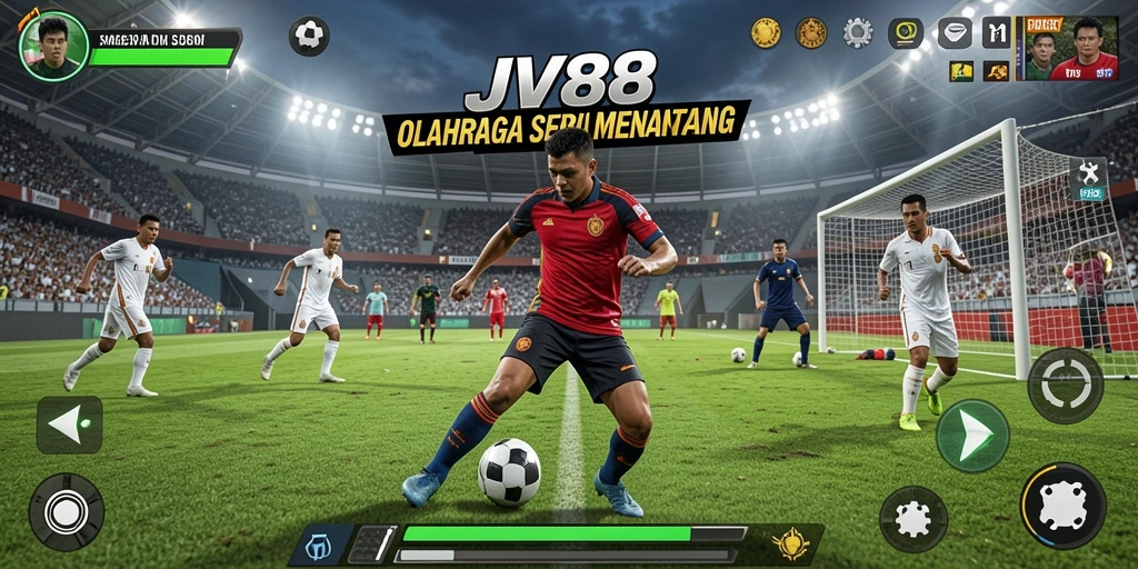 Screenshot utama JV88 menampilkan aksi seru dalam permainan olahraga.