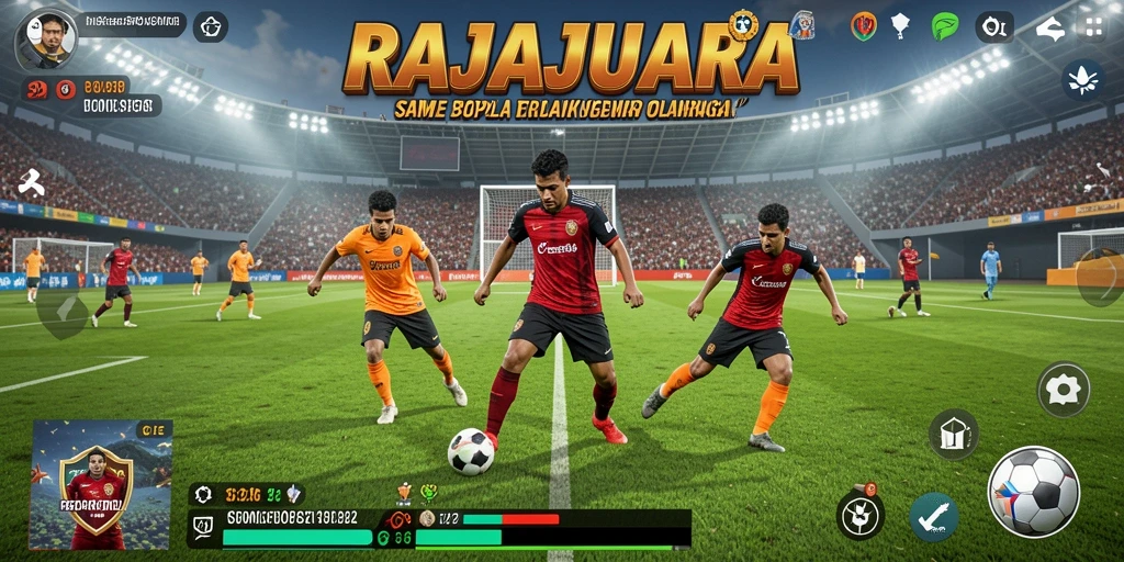 Tampilan seru gameplay sepak bola RAJAJUARA.