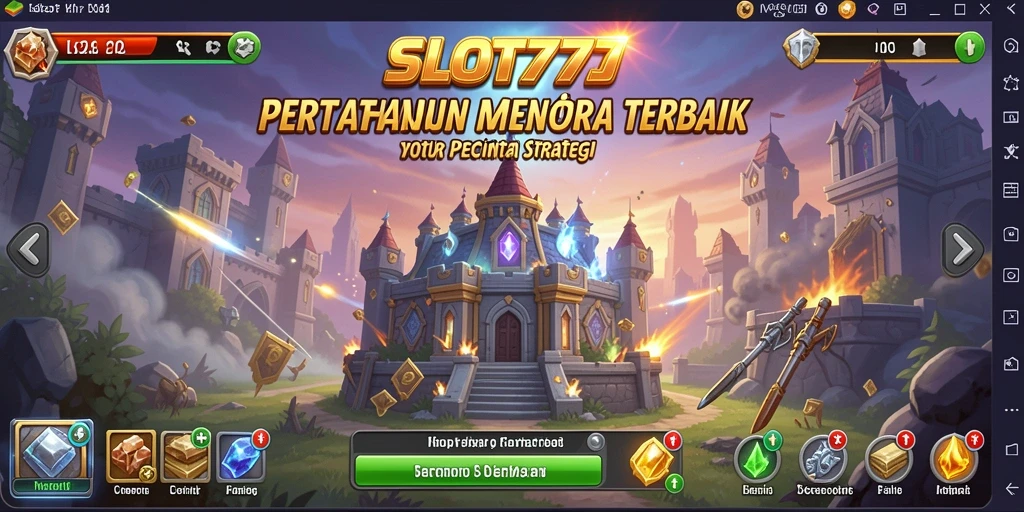 Tampilan gameplay mendebarkan dari permainan Tower Defense SLOT777.