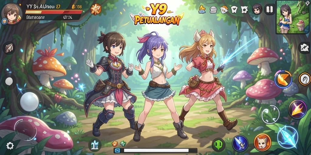Tampilan gameplay Y89 menampilkan aksi seru dalam dunia anime.
